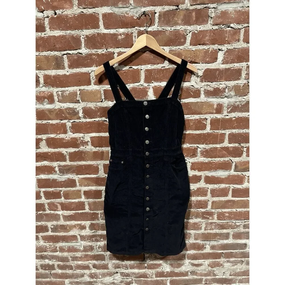 Free People Womens Black Sleeveless Corduroy Slip Dress Size 12